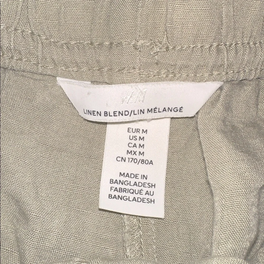 H&M Light green Linen Blend Pants size medium